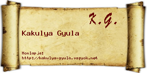 Kakulya Gyula névjegykártya